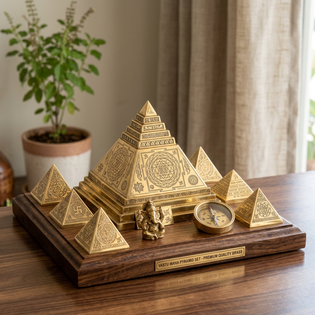 Brass Vastu Pyramid Set (9 Pieces)